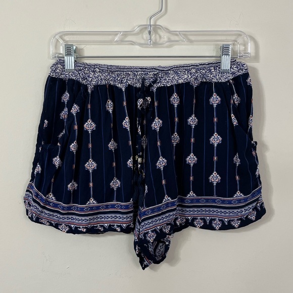 boutique Pants - Boutique Blue Orange Printed Loose Flowy Shorts